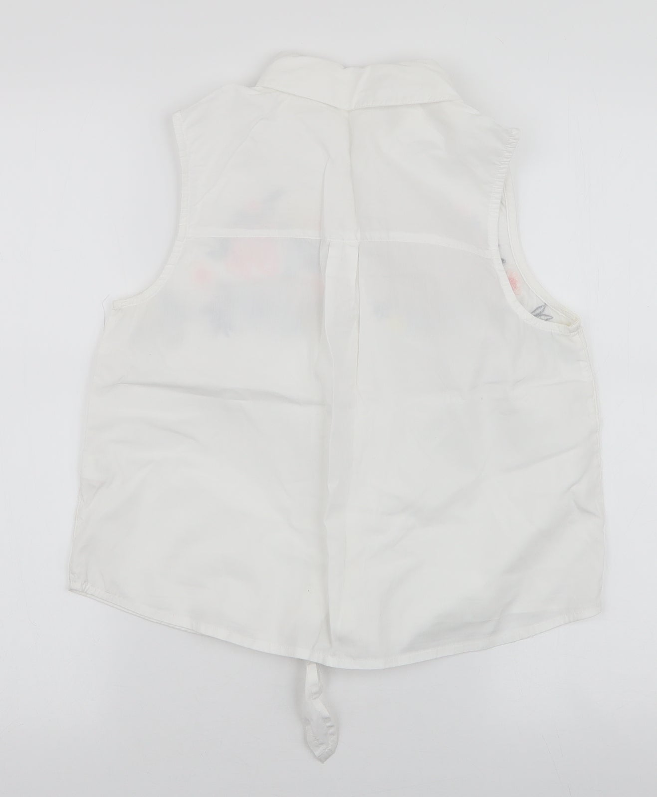 F&F Girls White Floral 100% Cotton Basic Blouse Size 13-14 Years Collared Button