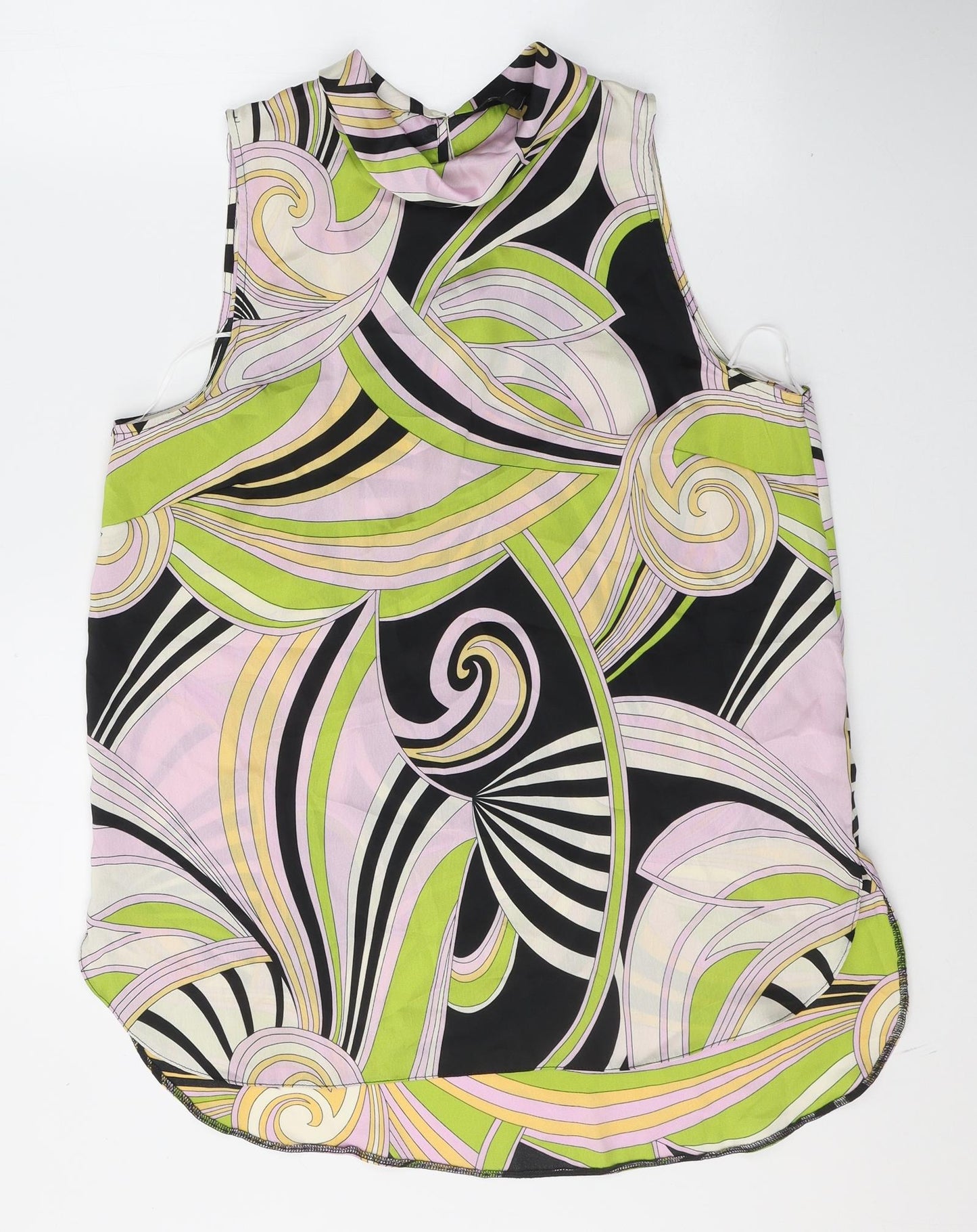New Look Womens Multicoloured Geometric Polyester Tunic Tank Size 12 Collared