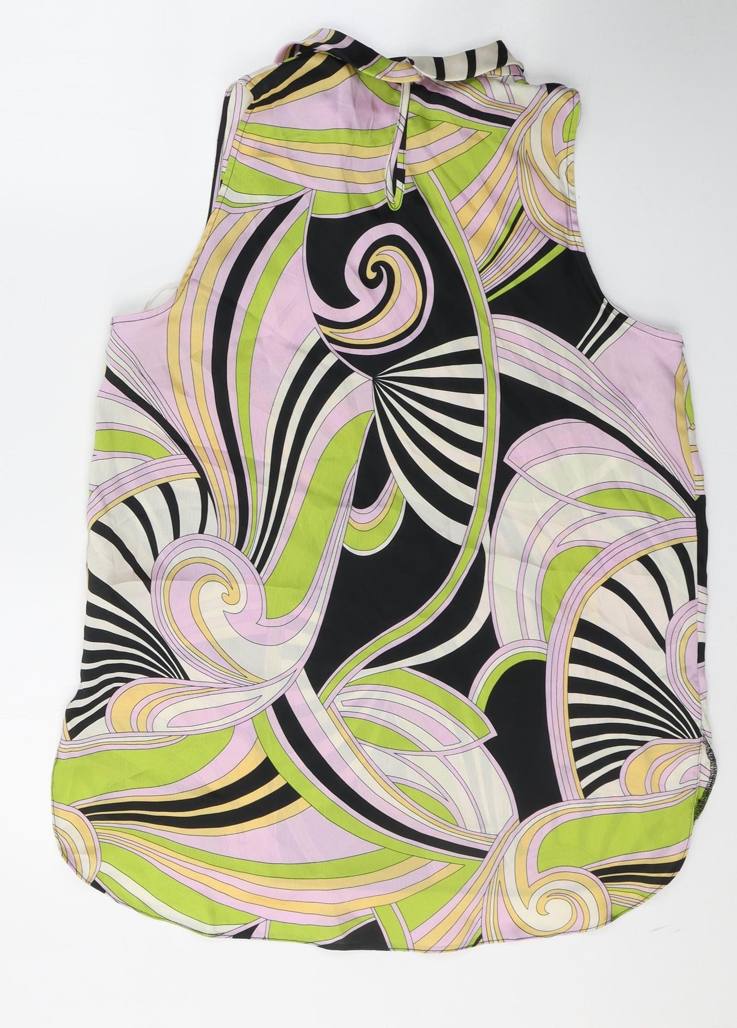 New Look Womens Multicoloured Geometric Polyester Tunic Tank Size 12 Collared