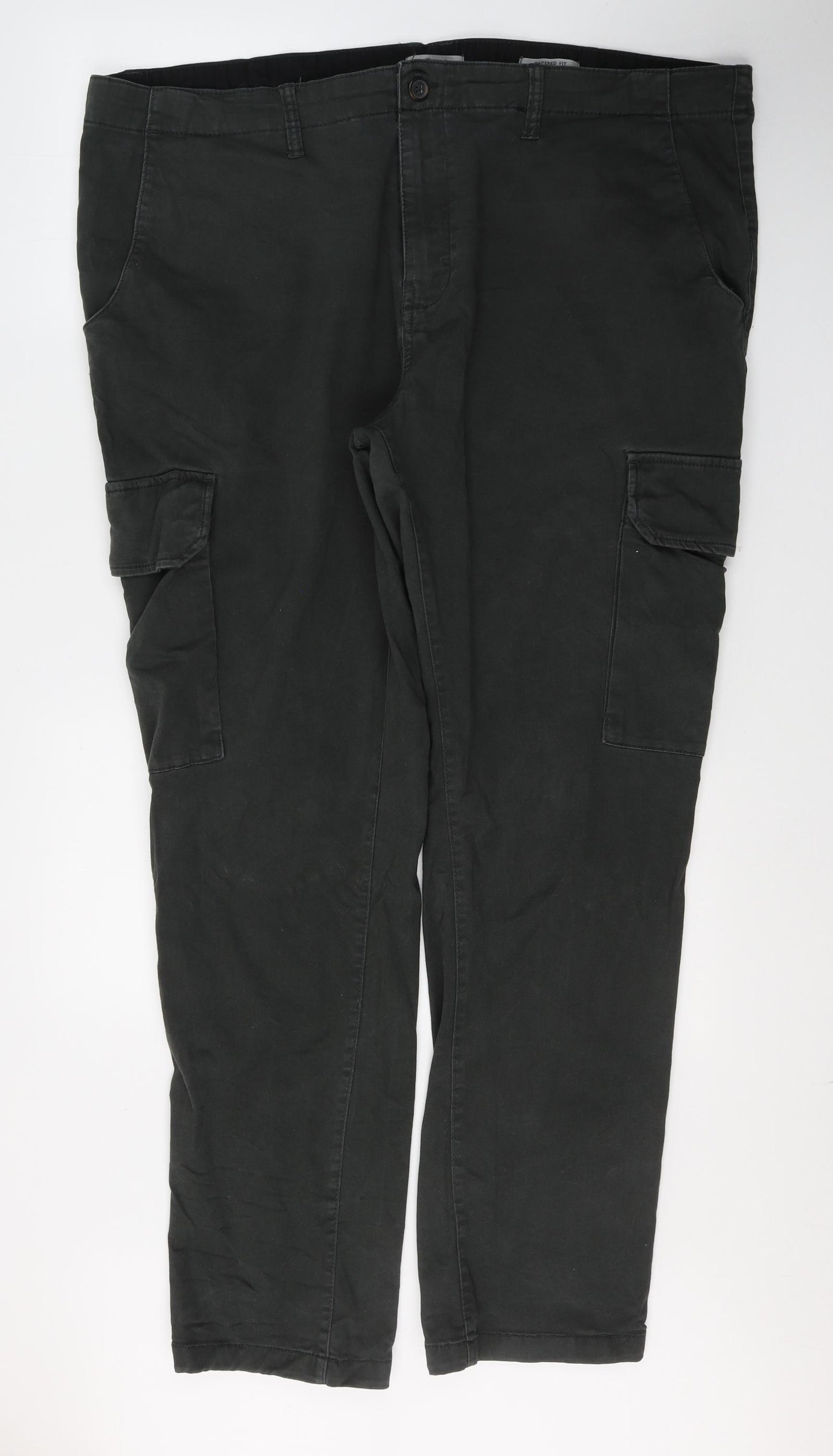 TU Mens Grey  Cotton Cargo Trousers Size 44 L32 in Regular Button