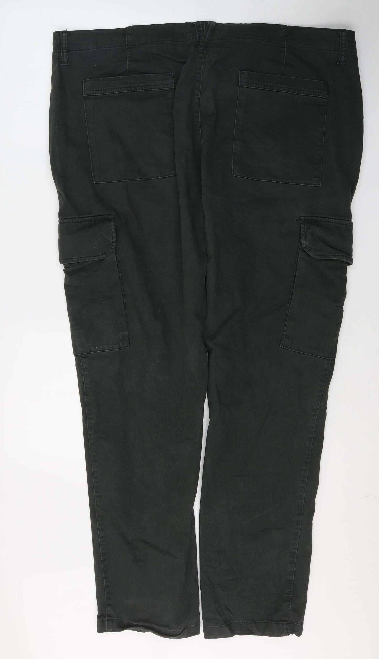 TU Mens Grey  Cotton Cargo Trousers Size 44 L32 in Regular Button