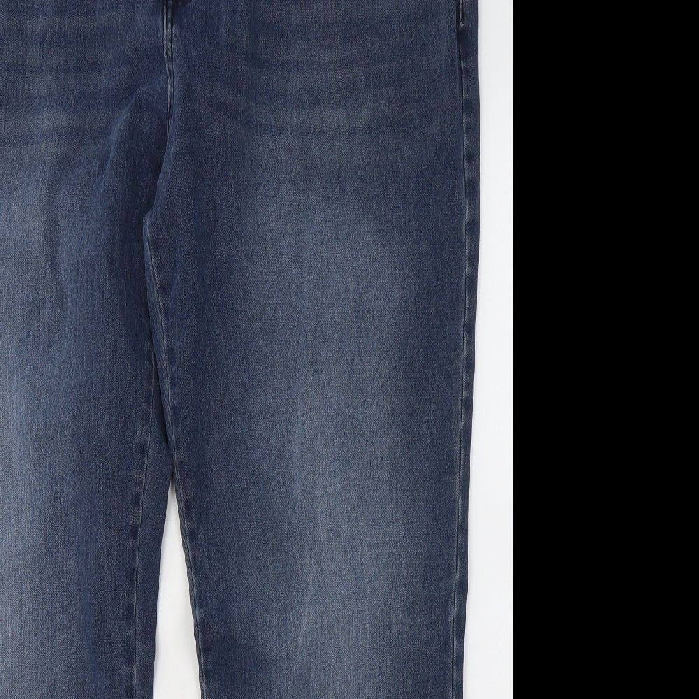 TU Mens Blue  Cotton Straight Jeans Size 42 L32 in Regular Button
