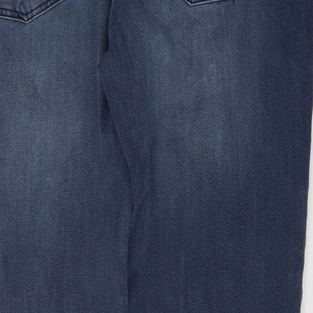 TU Mens Blue  Cotton Straight Jeans Size 42 L32 in Regular Button