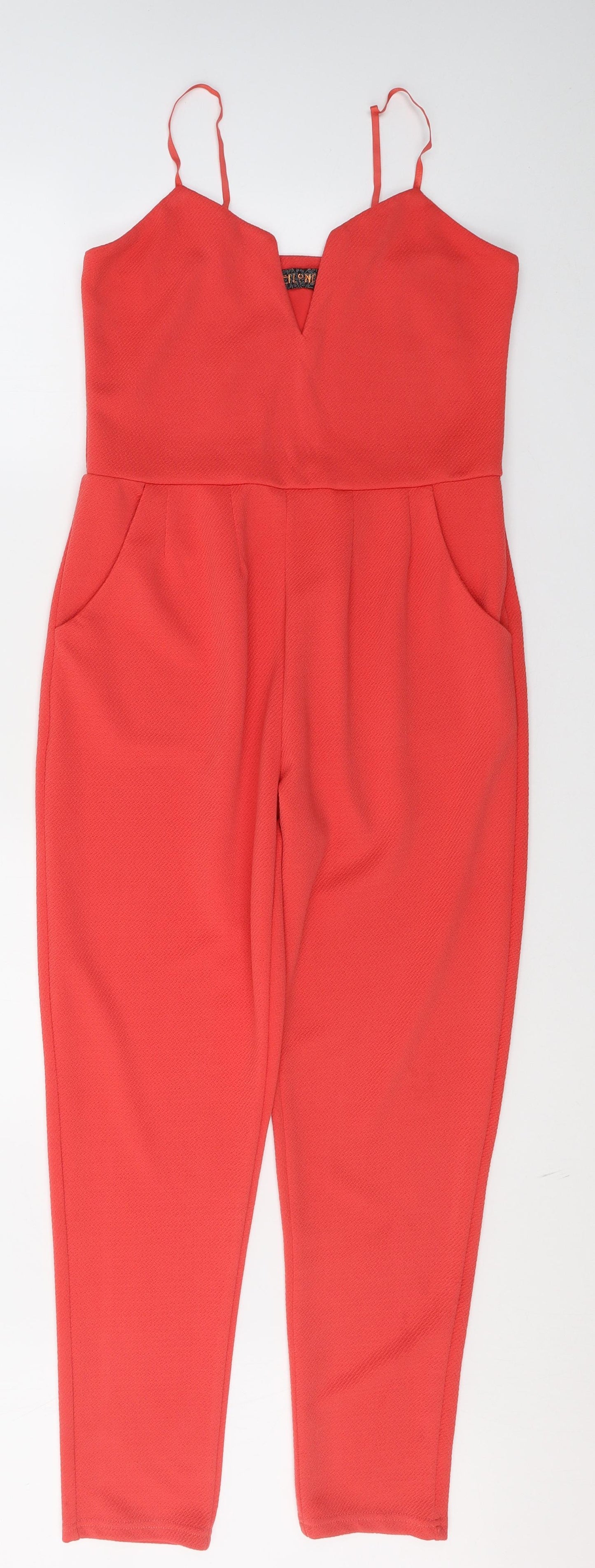 QED London Womens Red  Polyester Jumpsuit One-Piece Size 10 L27 in Pullover