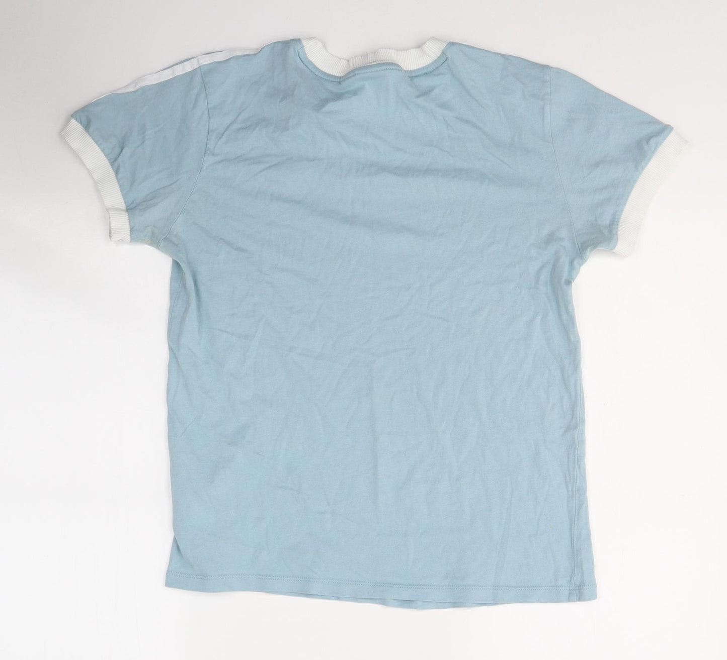 adidas Womens Blue  Cotton Basic T-Shirt Size 4 Round Neck