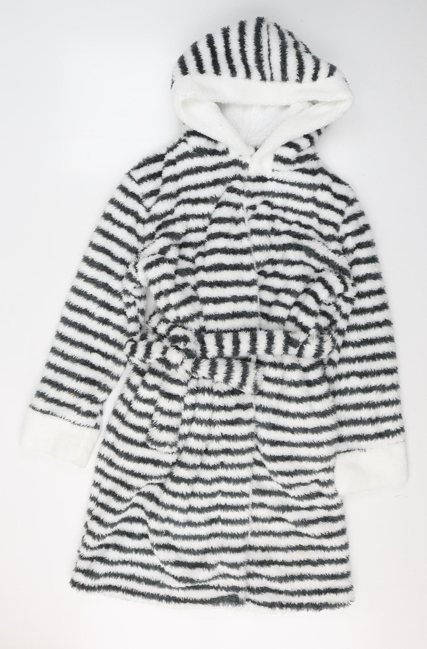 Alexandra Bartlett Womens White Striped Polyester Kimono Gown Size S  Tie