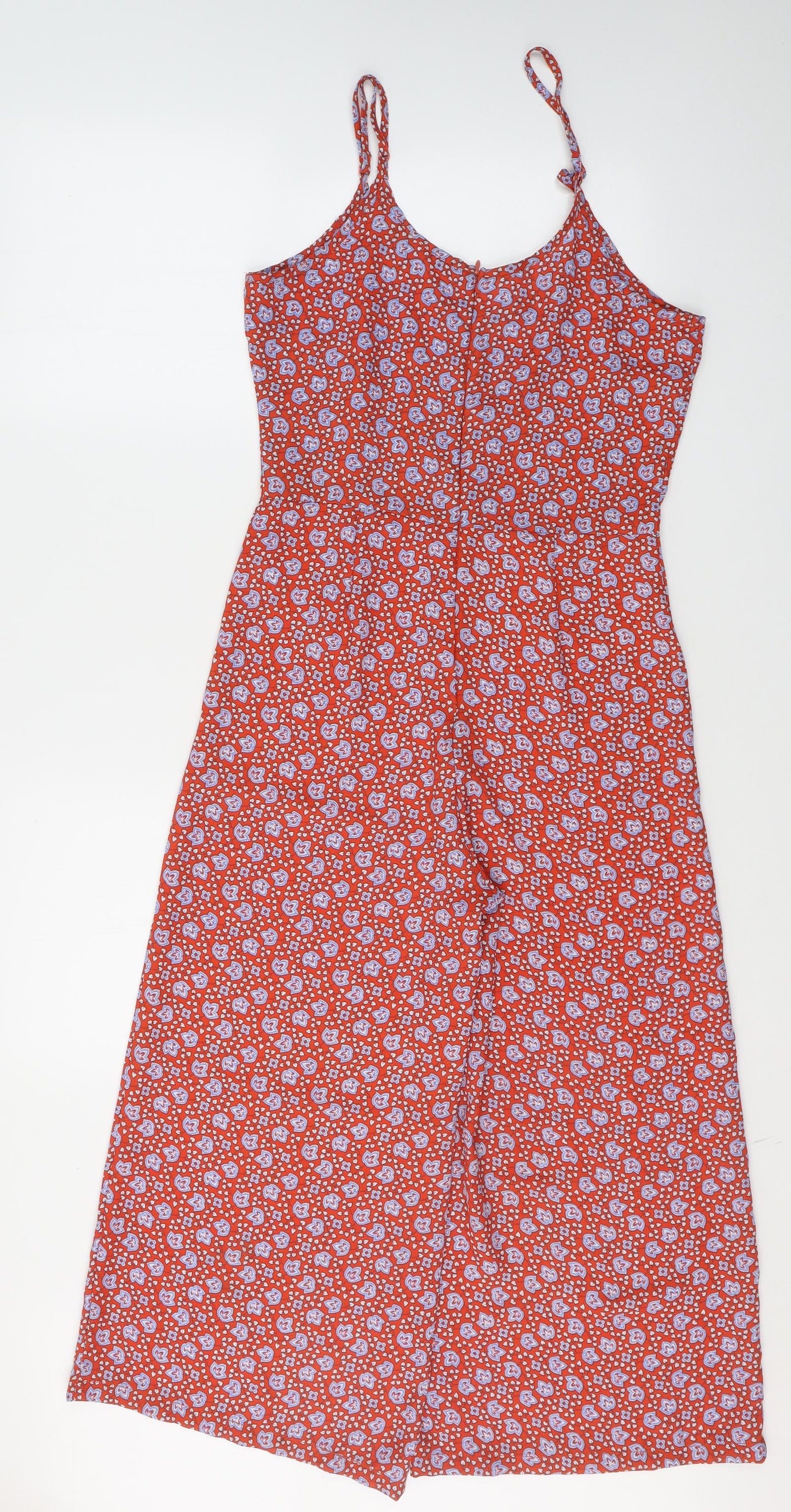 INNOCENCE Womens Red Floral Polyester Jumpsuit One-Piece Size 8 L20 in Zip