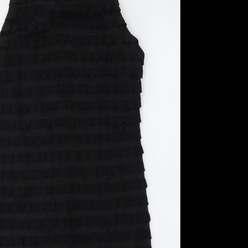 S.L. Fashions Womens Black  Polyester A-Line  Size 8  Round Neck Button
