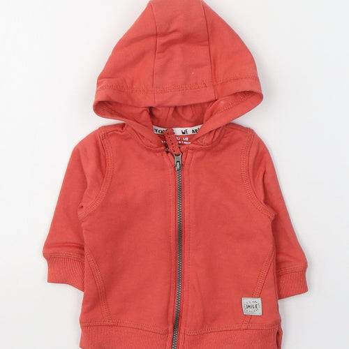 F&F Baby Red  Cotton Full Zip Jumper Size 0-3 Months  Zip