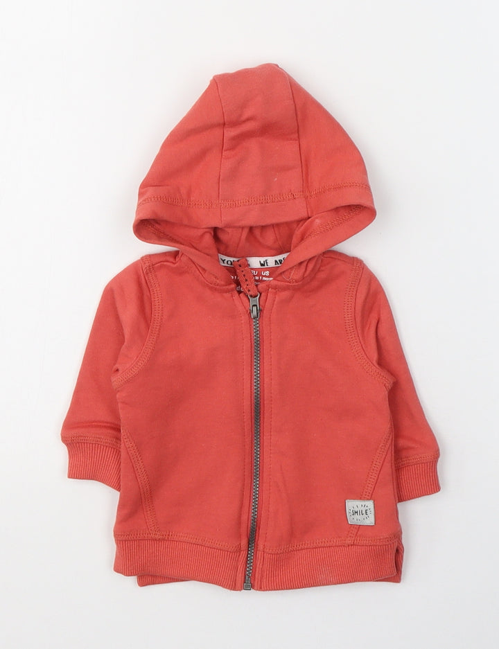 F&F Baby Red Cotton Full Zip Jumper Size 0-3 Months Zip
