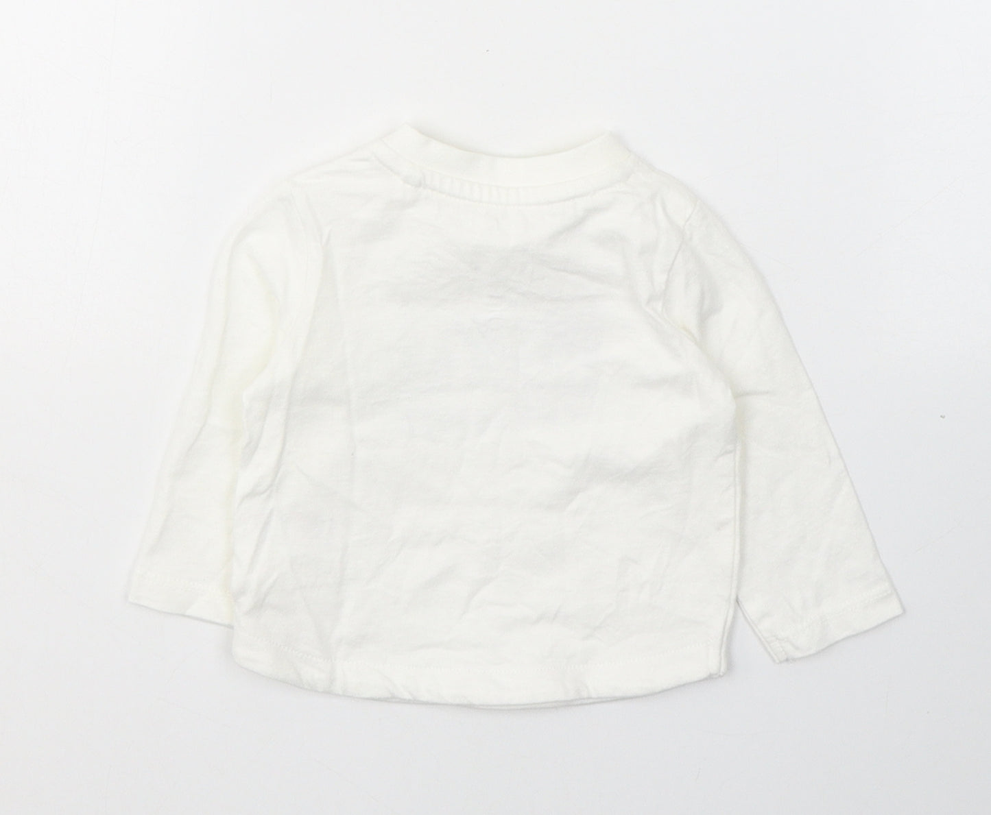 TU Boys White  Cotton Pullover Casual Size 0-3 Months Round Neck Button - Mini  Gentlemen