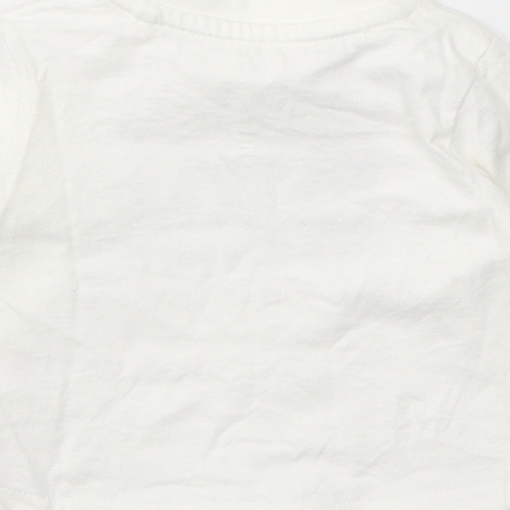 TU Boys White  Cotton Pullover Casual Size 0-3 Months Round Neck Button - Mini  Gentlemen
