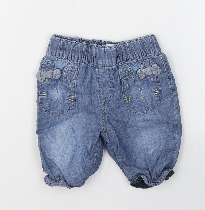 NEXT Girls Blue  Cotton Cropped Jeans Size 0-3 Months  Pullover