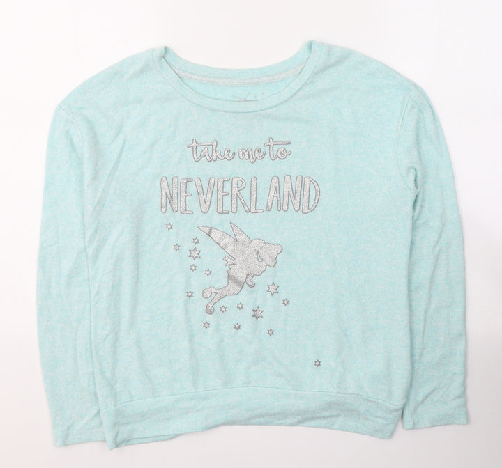 Disney Womens Blue Solid Viscose Top Pyjama Top Size 6 - Neverland Tinkerbell
