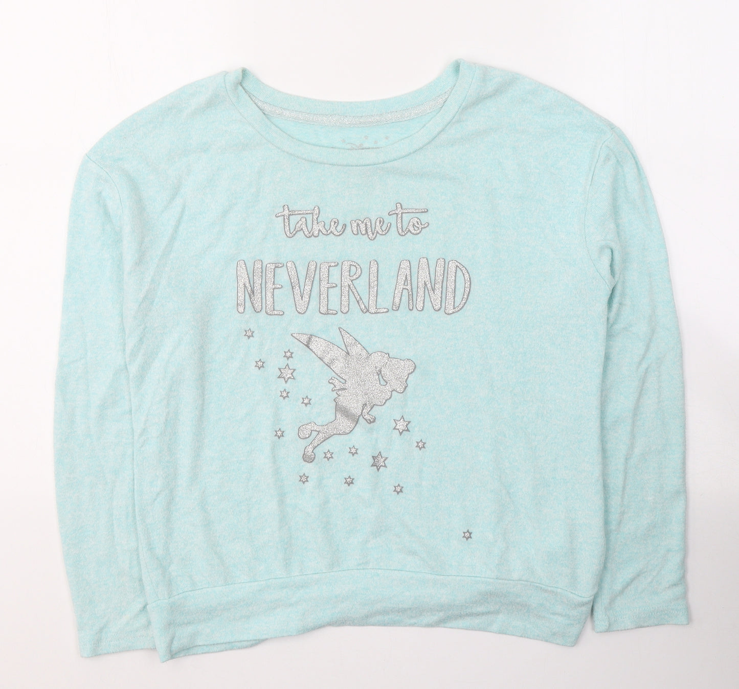 Disney Womens Blue Solid Viscose Top Pyjama Top Size 6   - Neverland Tinkerbell