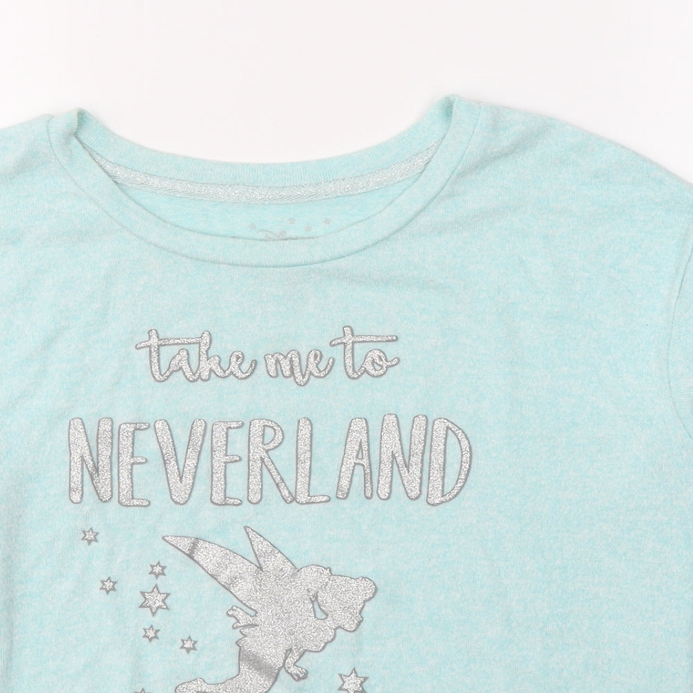 Disney Womens Blue Solid Viscose Top Pyjama Top Size 6   - Neverland Tinkerbell