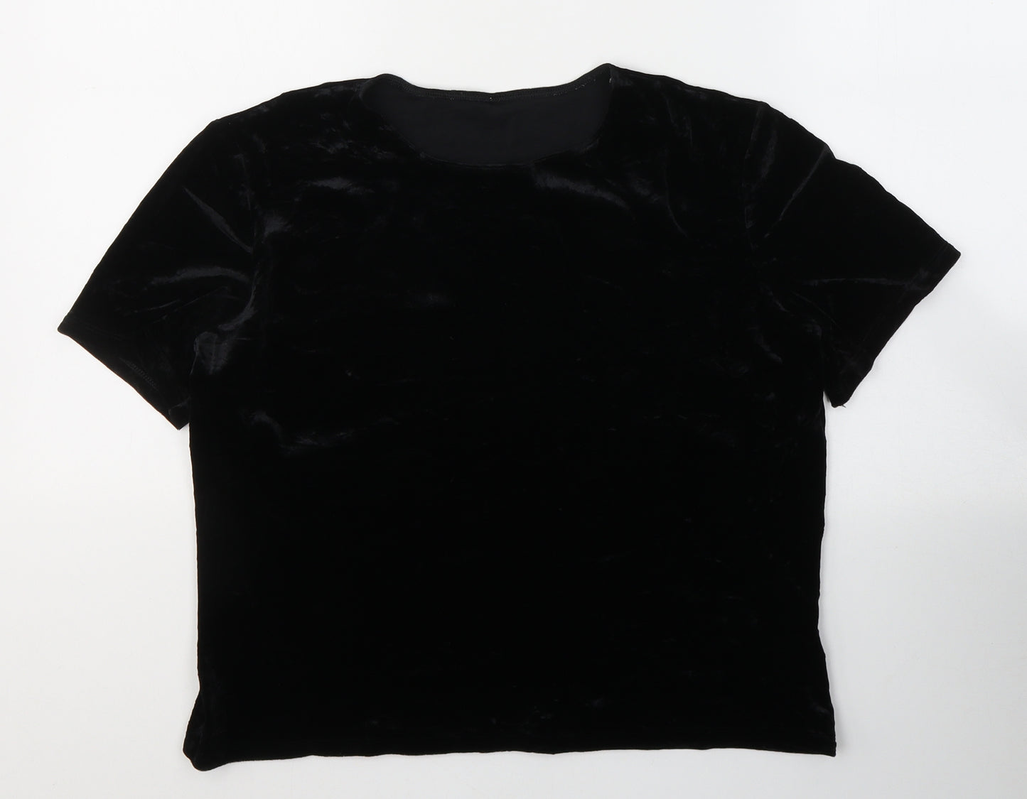Marks and Spencer Womens Black  Polyester Basic T-Shirt Size 16 Round Neck