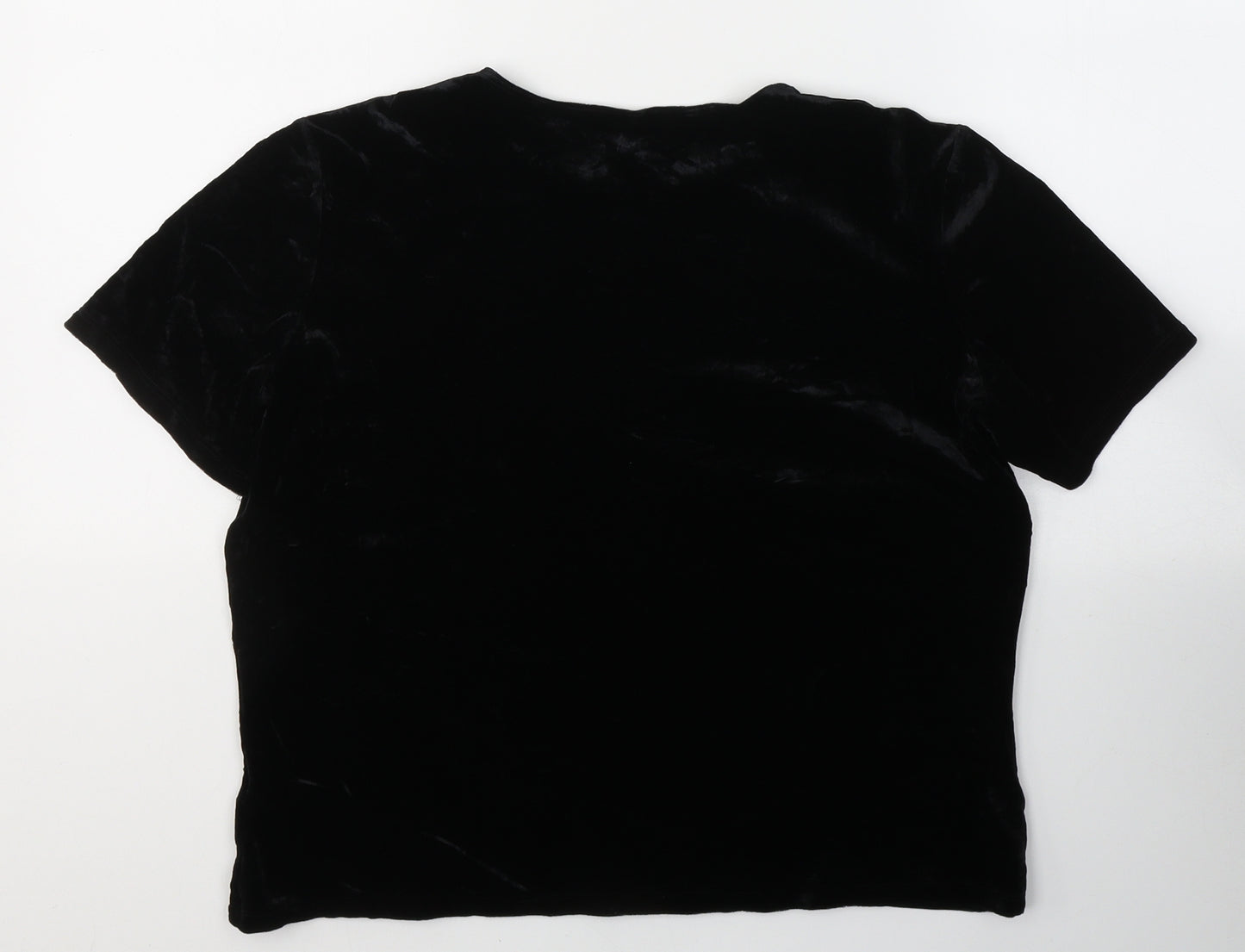 Marks and Spencer Womens Black  Polyester Basic T-Shirt Size 16 Round Neck
