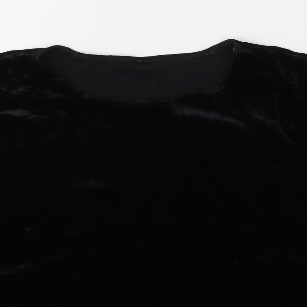 Marks and Spencer Womens Black  Polyester Basic T-Shirt Size 16 Round Neck