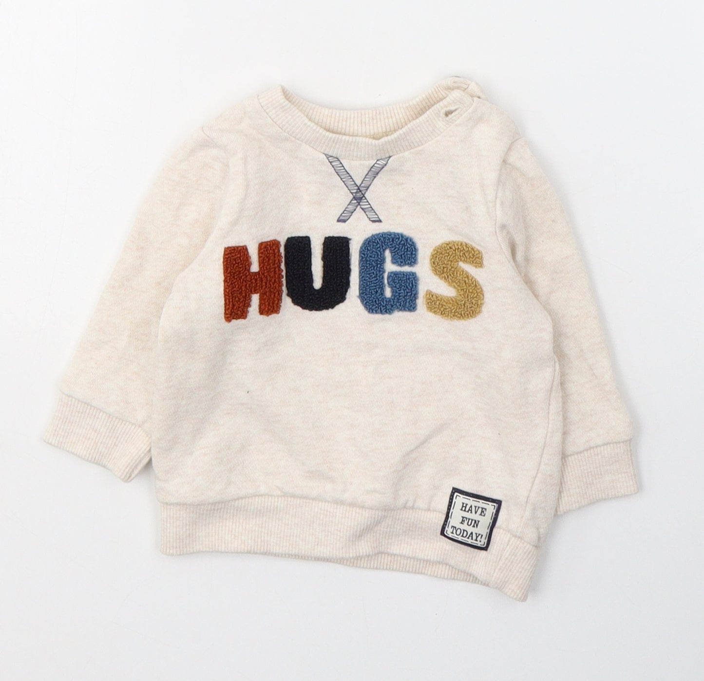 Fred&Flo Baby Ivory  Cotton Pullover Jumper Size 0-3 Months  Button - HUGS