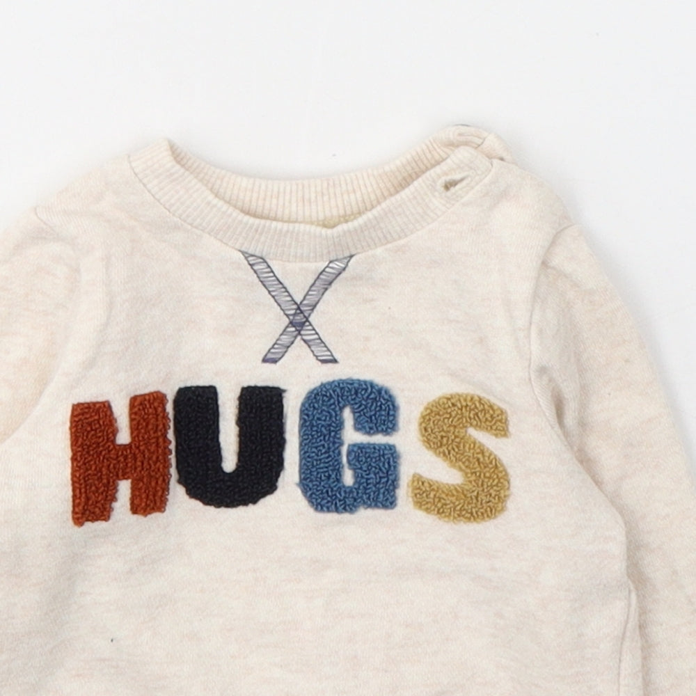 Fred&Flo Baby Ivory  Cotton Pullover Jumper Size 0-3 Months  Button - HUGS