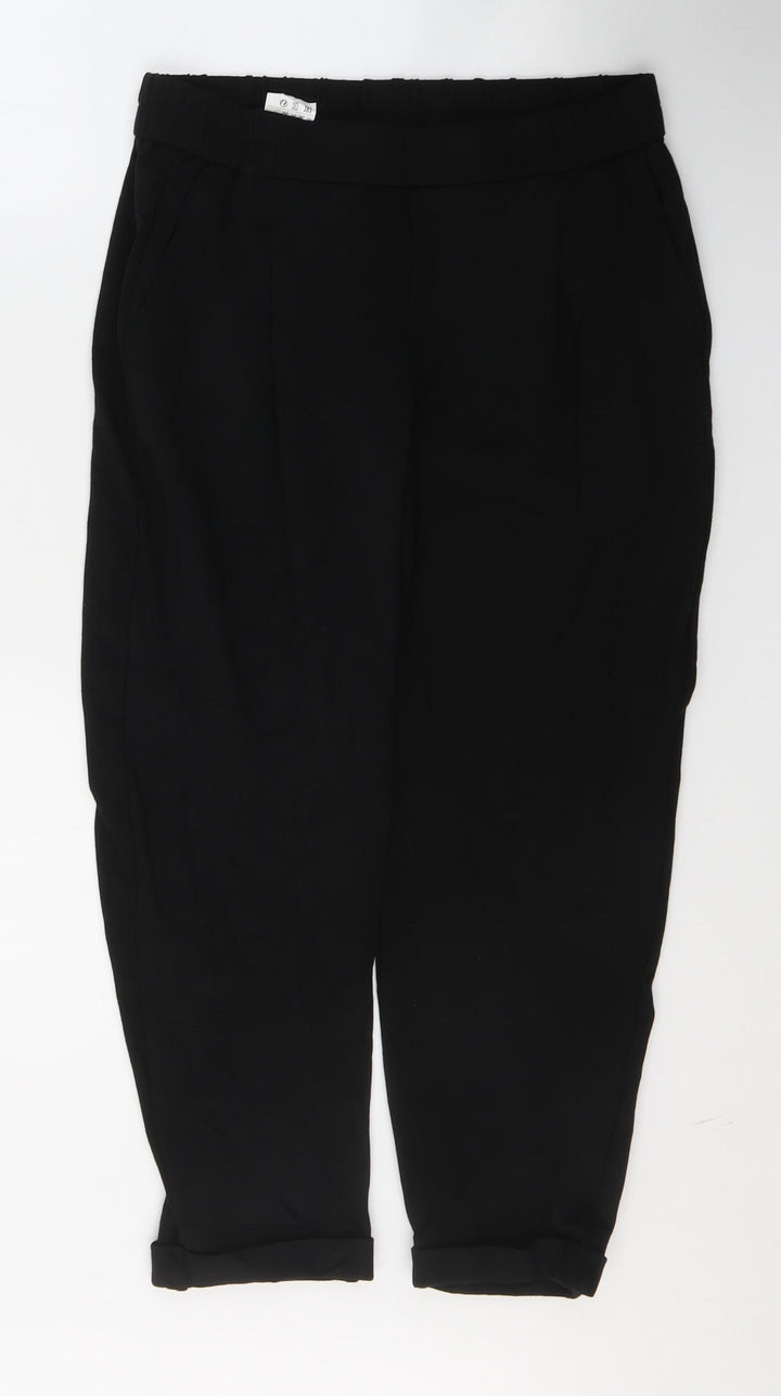 United Colors of Benetton Womens Black  Viscose Cropped Trousers Size S L22 in Regular