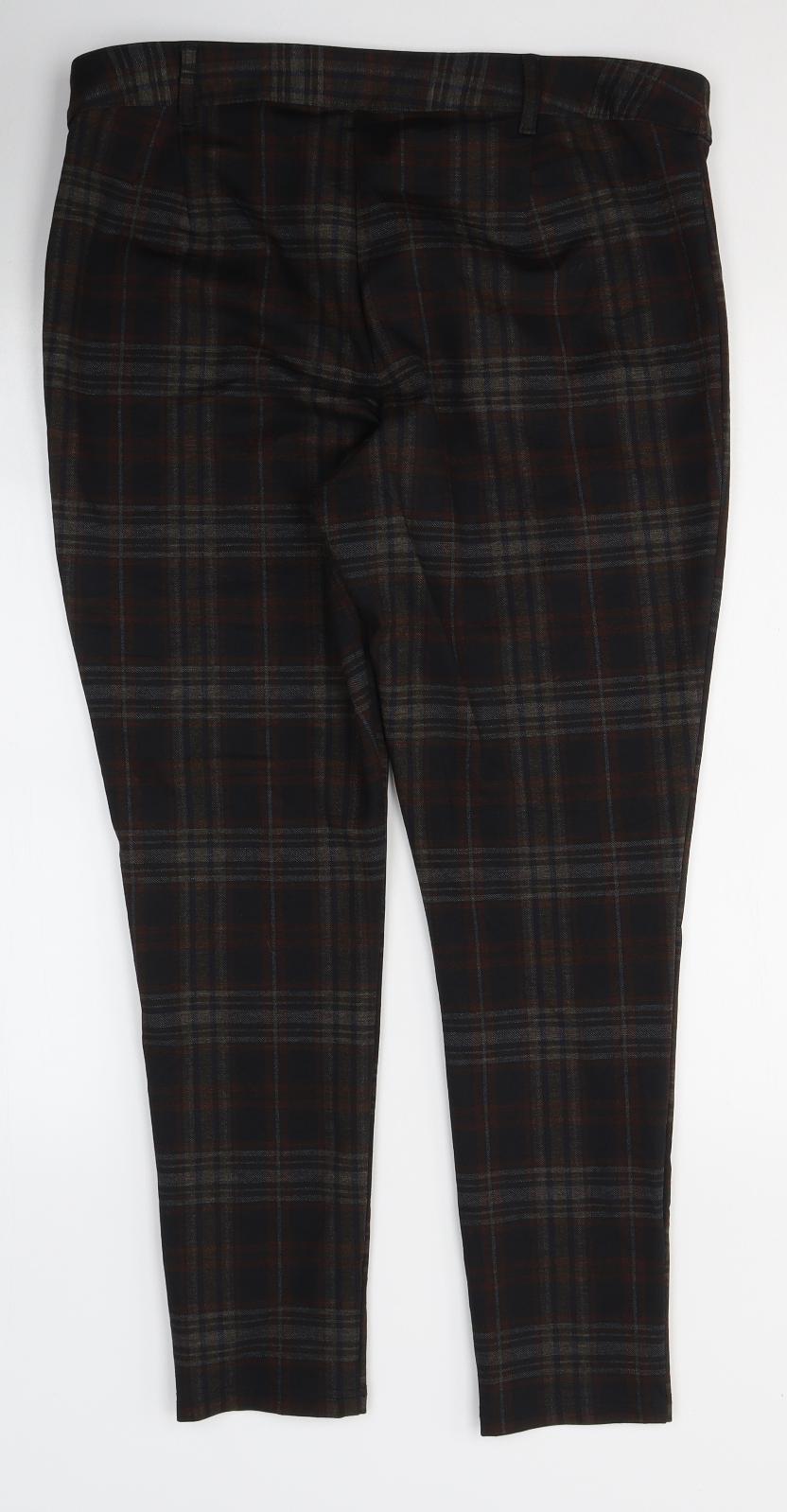 George Womens Black Plaid Polyester Trousers  Size 16 L27 in Regular Button