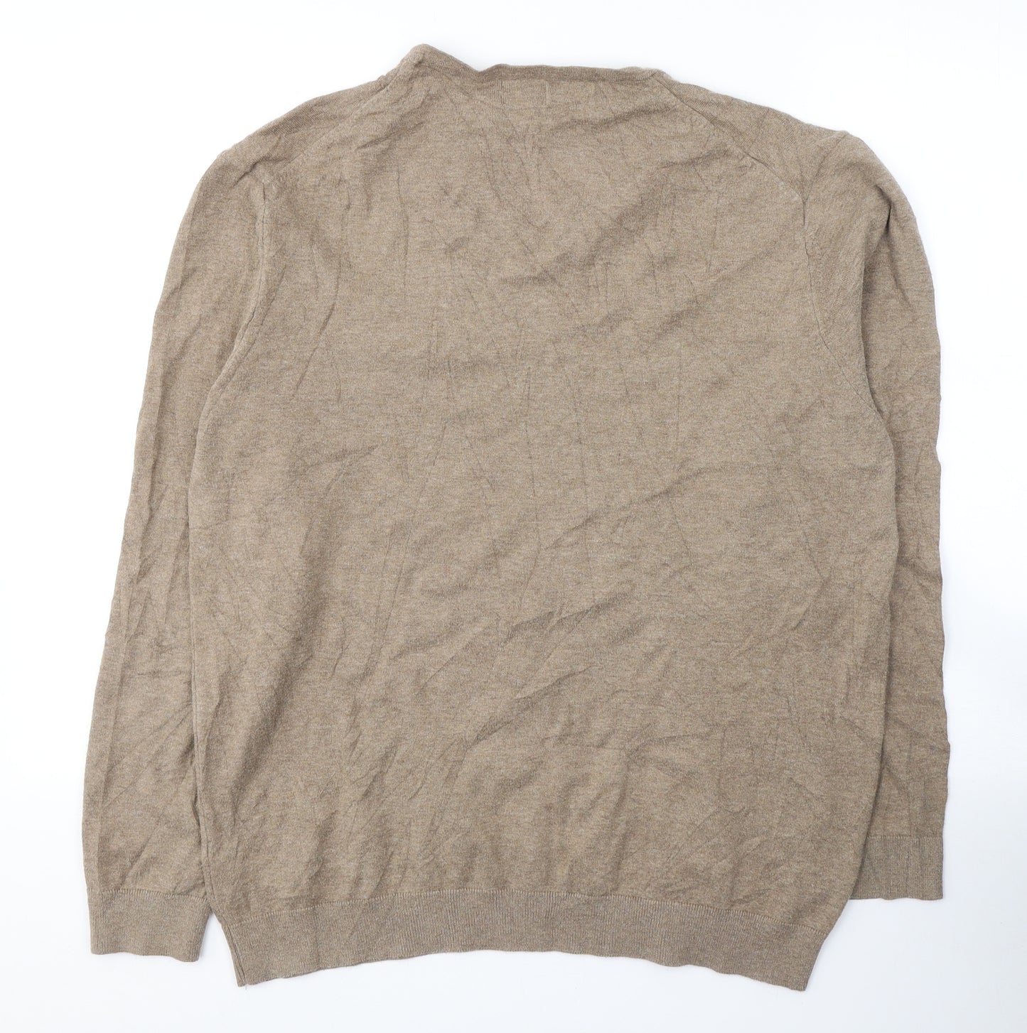 NEXT Mens Brown V-Neck  Cotton Pullover Jumper Size L