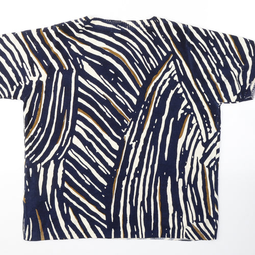 Marks and Spencer Womens Blue Geometric Acrylic Jersey Blouse Size 14 Round Neck