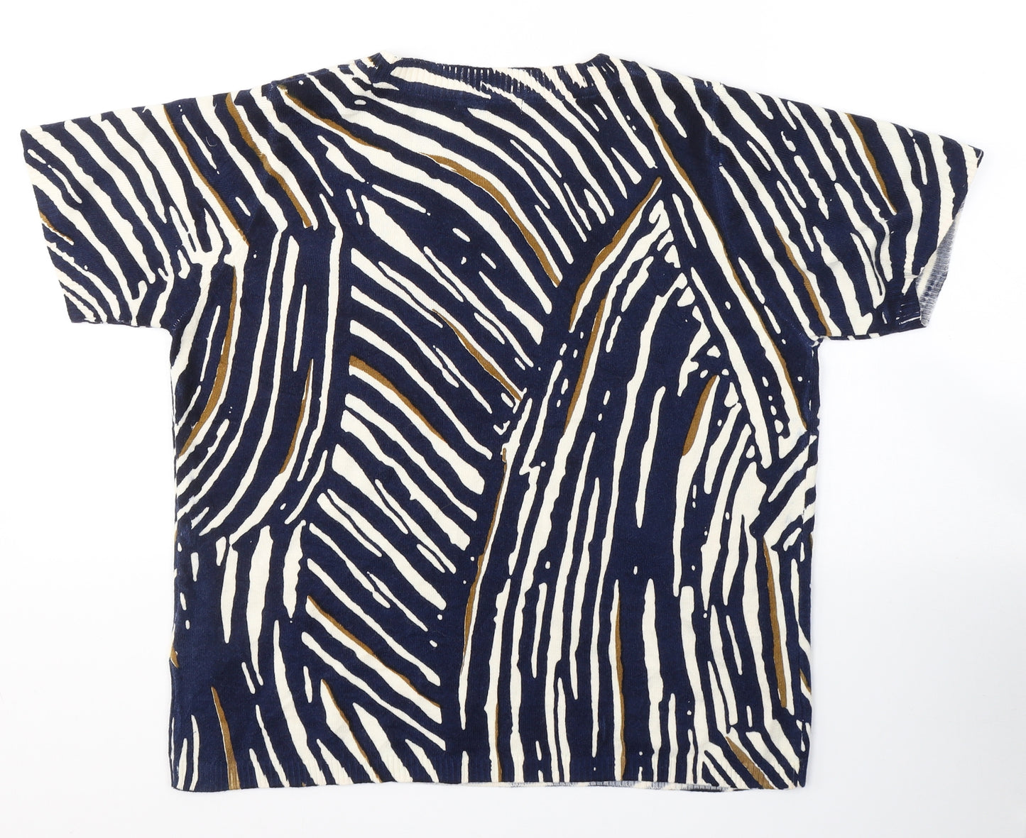 Marks and Spencer Womens Blue Geometric Acrylic Jersey Blouse Size 14 Round Neck