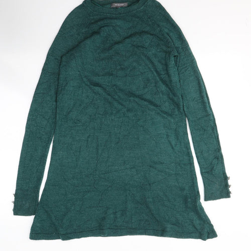 Primark Womens Green  Acrylic Jacket Dress  Size 6  Round Neck Pullover