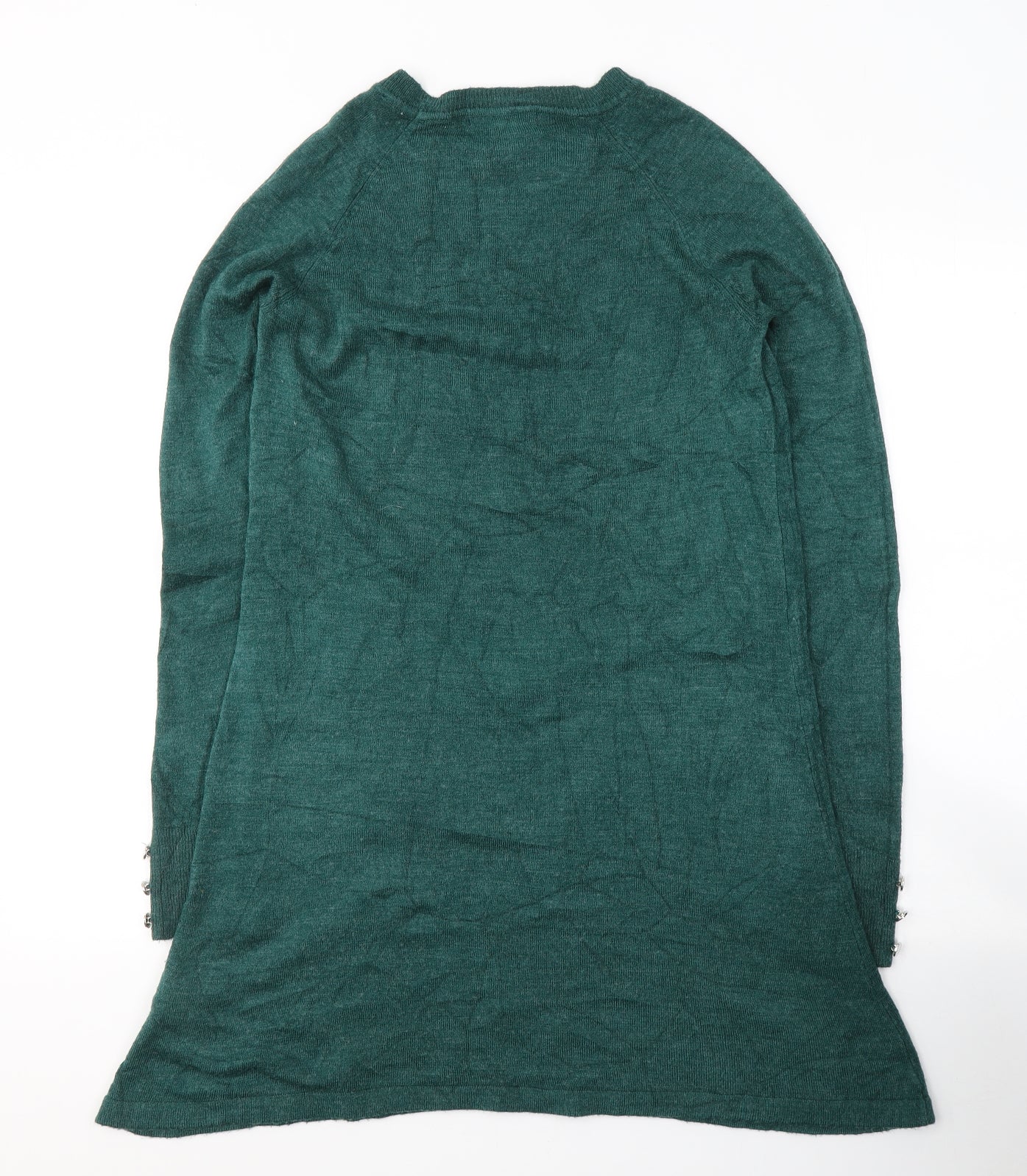 Primark Womens Green  Acrylic Jacket Dress  Size 6  Round Neck Pullover