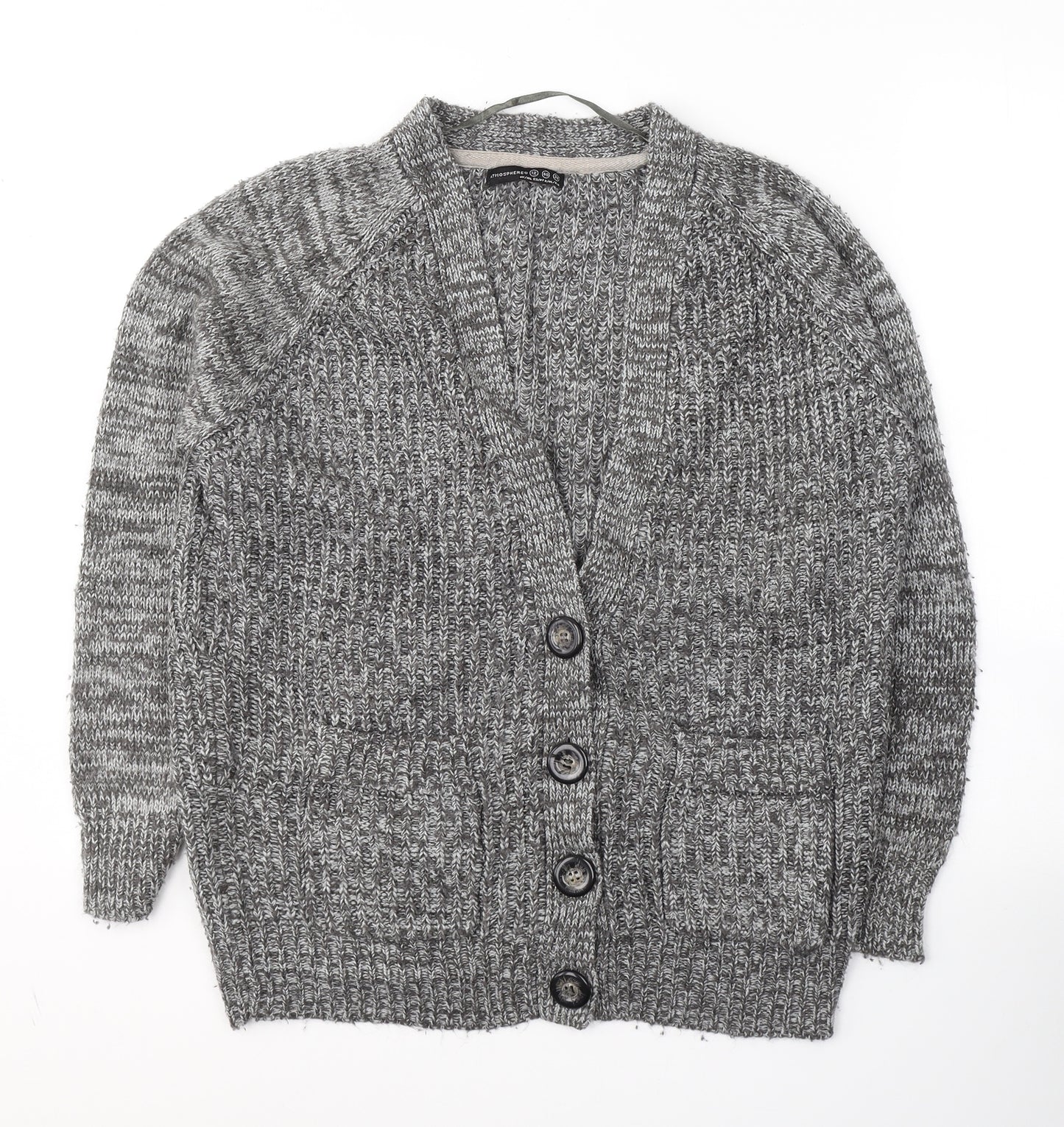 Atmosphere Womens Grey V-Neck  Acrylic Cardigan Jumper Size 12