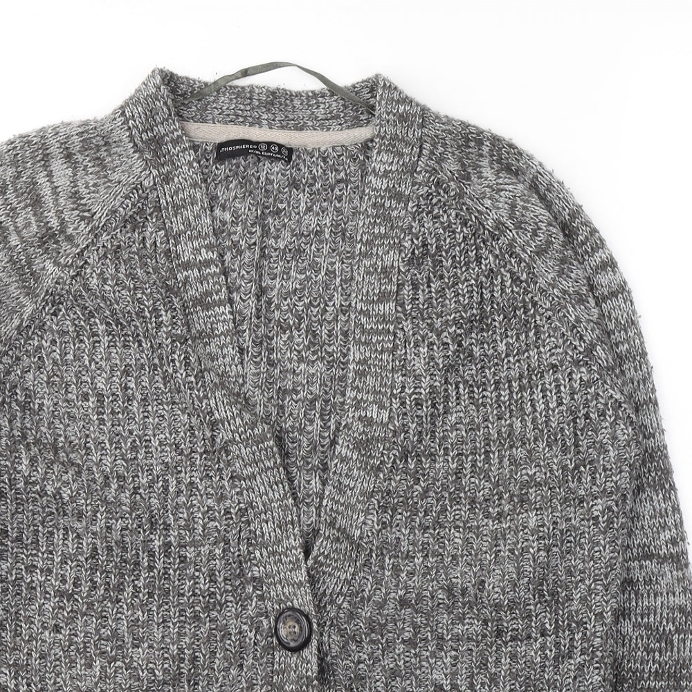 Atmosphere Womens Grey V-Neck  Acrylic Cardigan Jumper Size 12