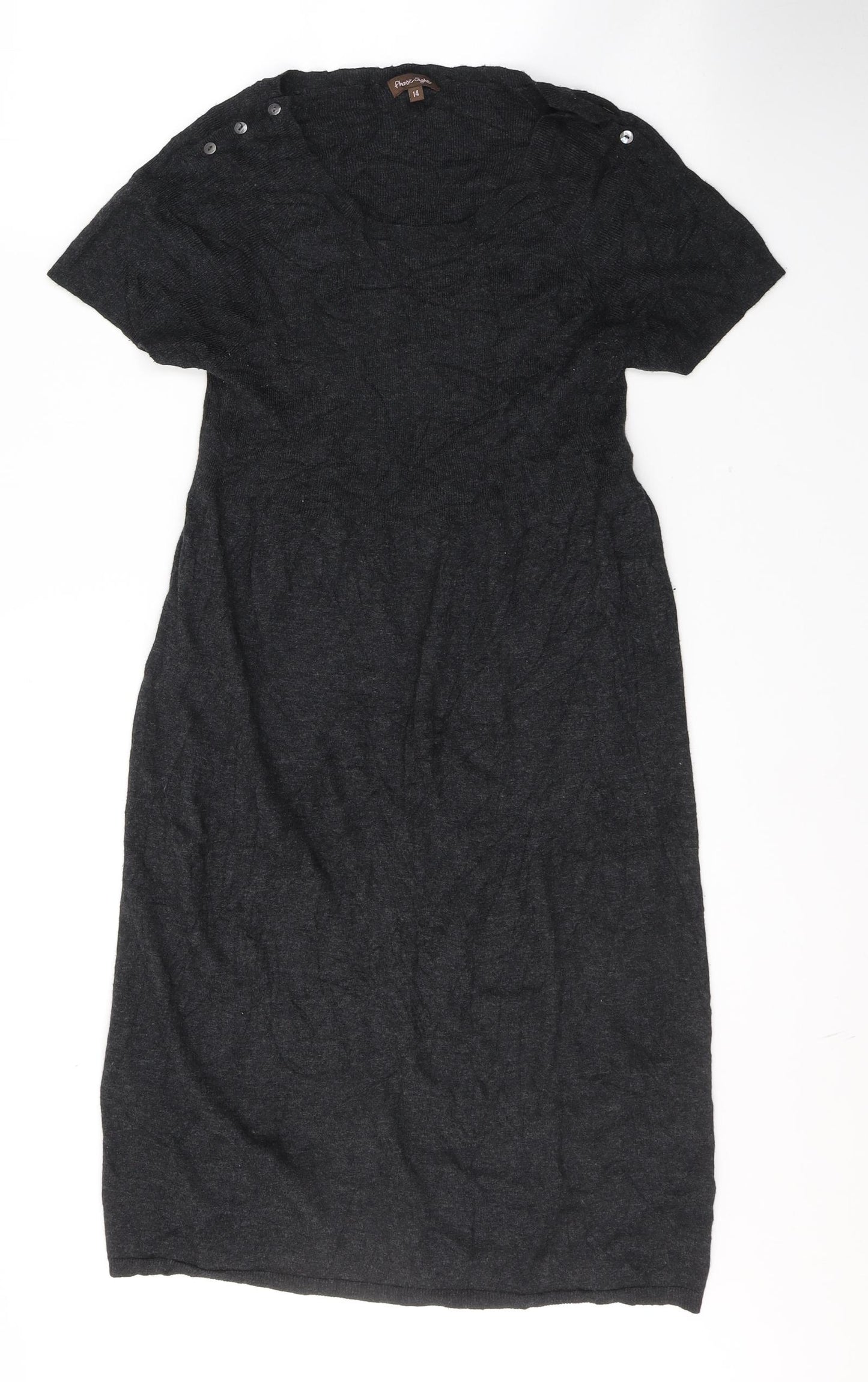 Phase Eight Womens Grey  Viscose T-Shirt Dress  Size 14  Round Neck Pullover
