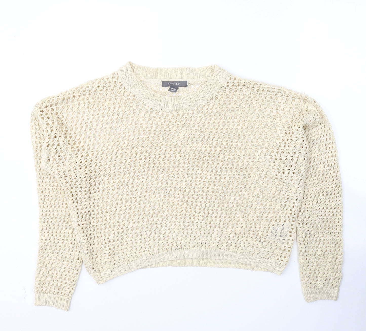 Primark Womens Ivory Round Neck  Acrylic Pullover Jumper Size 10