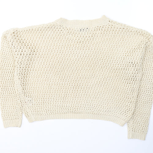 Primark Womens Ivory Round Neck  Acrylic Pullover Jumper Size 10