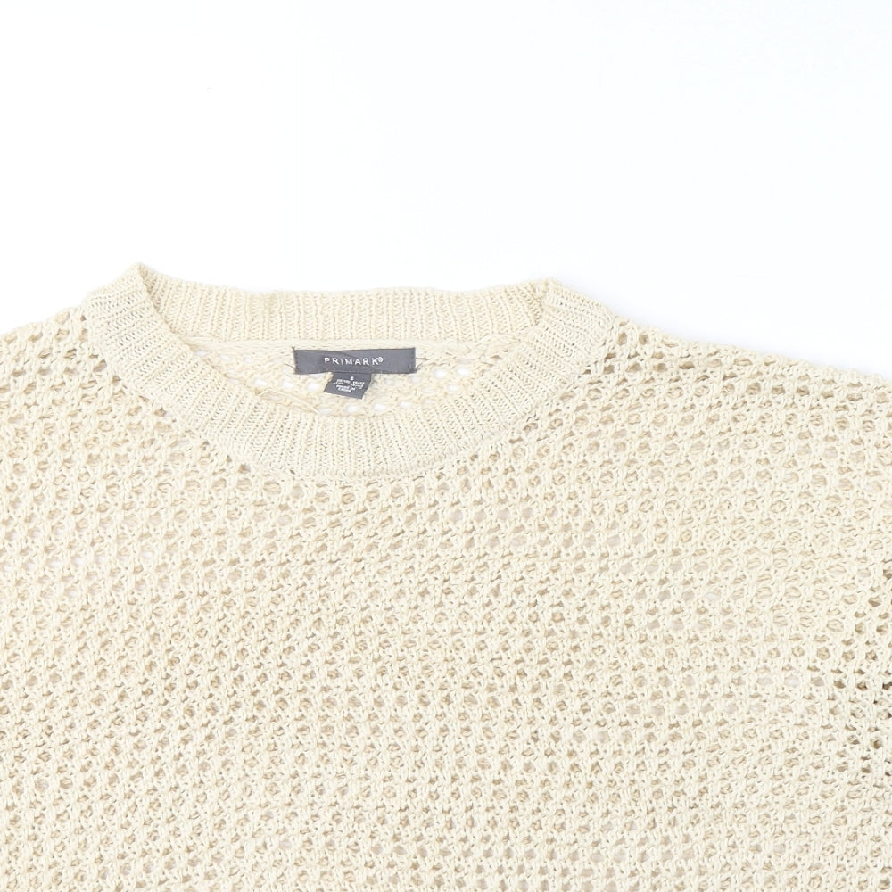 Primark Womens Ivory Round Neck  Acrylic Pullover Jumper Size 10