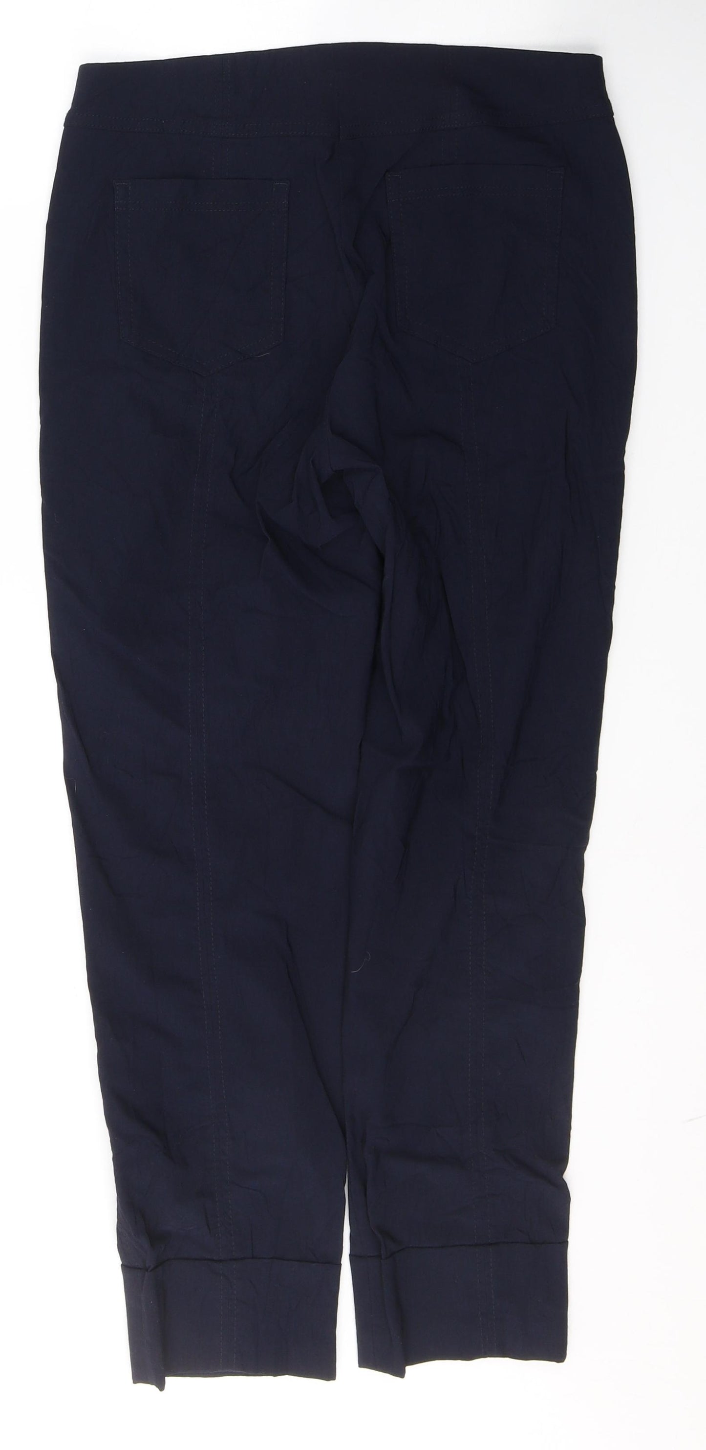 Robell Womens Blue  Viscose Cropped Trousers Size 10 L25 in Regular