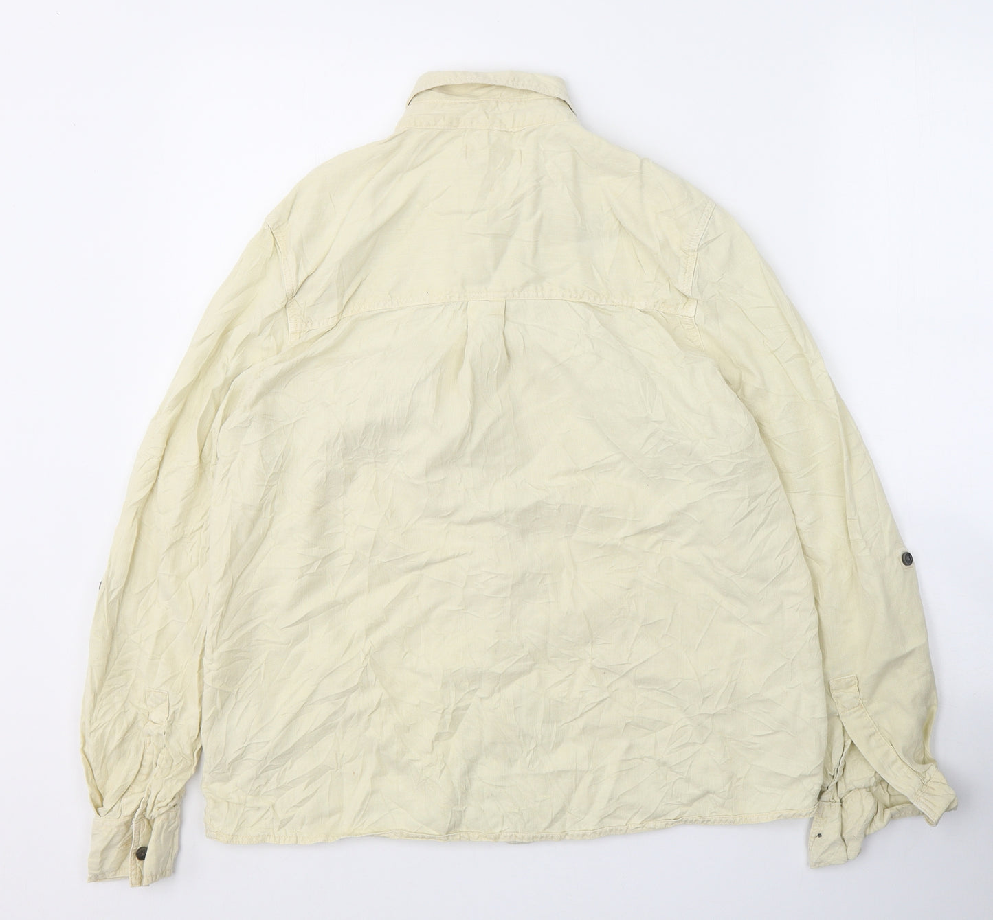 Topshop Womens Yellow  Viscose Basic Button-Up Size 14 Collared