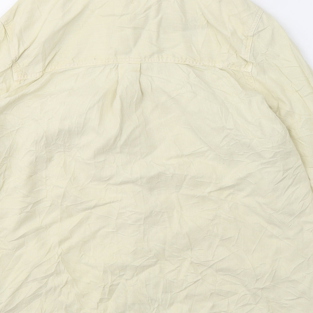 Topshop Womens Yellow  Viscose Basic Button-Up Size 14 Collared
