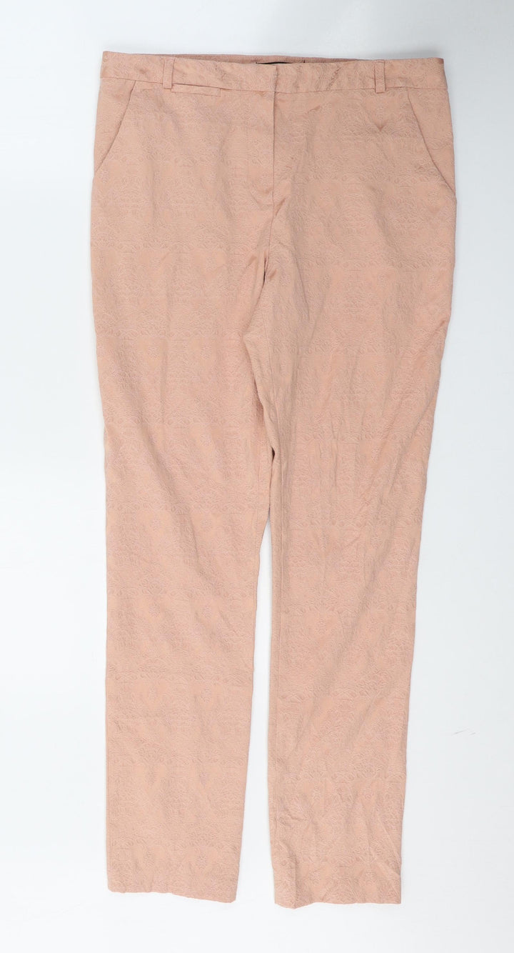 Atmosphere Womens Pink Floral Cotton Skinny Jeans Size 12 L28 in Regular Button