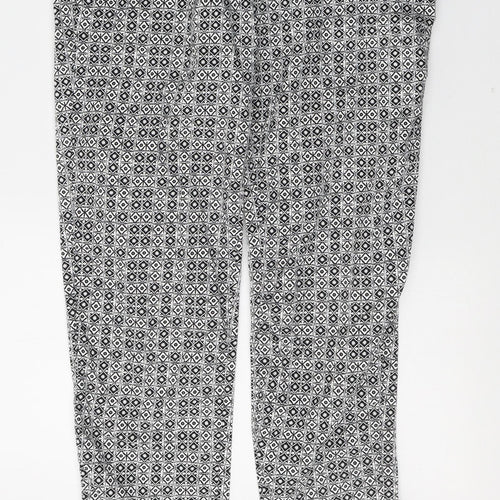 Atmosphere Womens White Geometric Polyester Trousers  Size 8 L26 in Regular Button