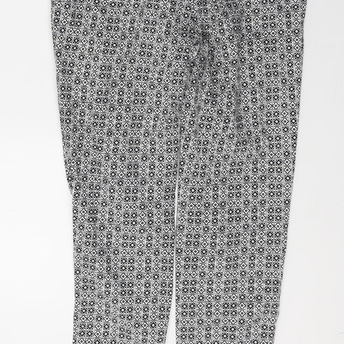 Atmosphere Womens White Geometric Polyester Trousers  Size 8 L26 in Regular Button