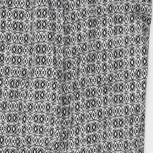 Atmosphere Womens White Geometric Polyester Trousers  Size 8 L26 in Regular Button