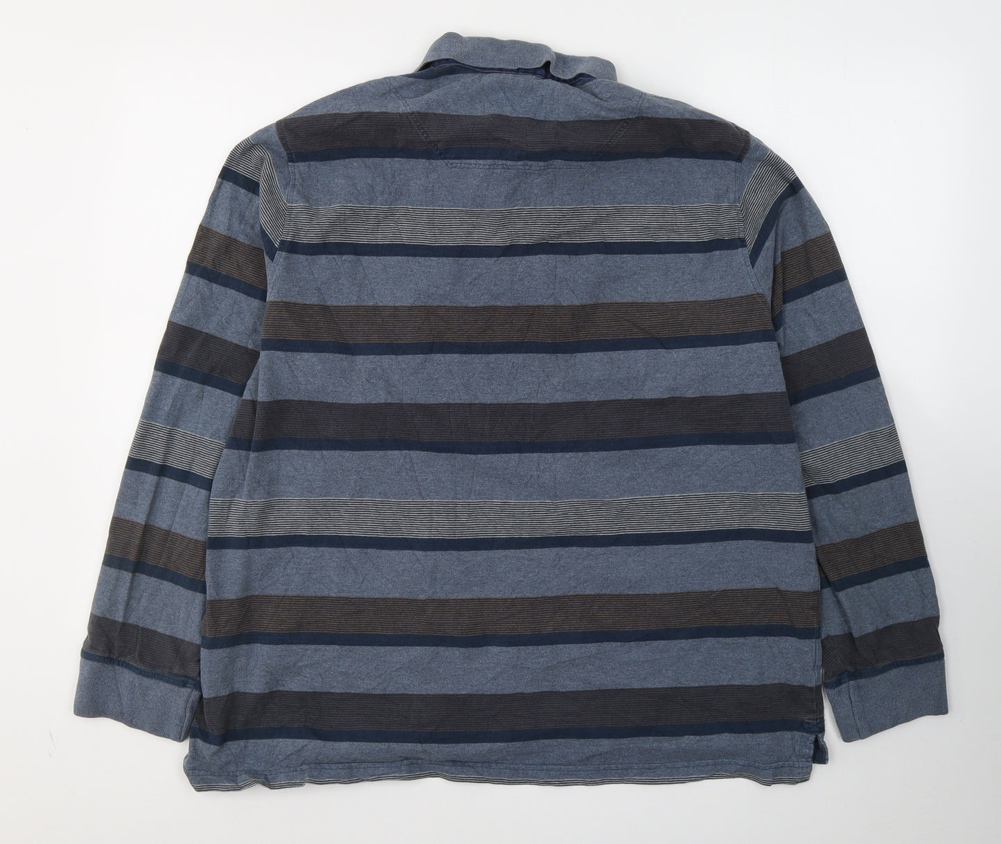 Blue Harbour Mens Blue Striped Cotton  Polo Size XL Collared Pullover