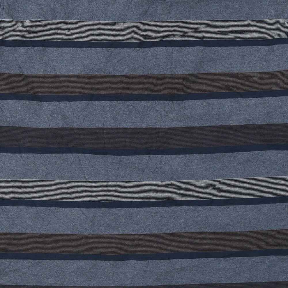 Blue Harbour Mens Blue Striped Cotton  Polo Size XL Collared Pullover