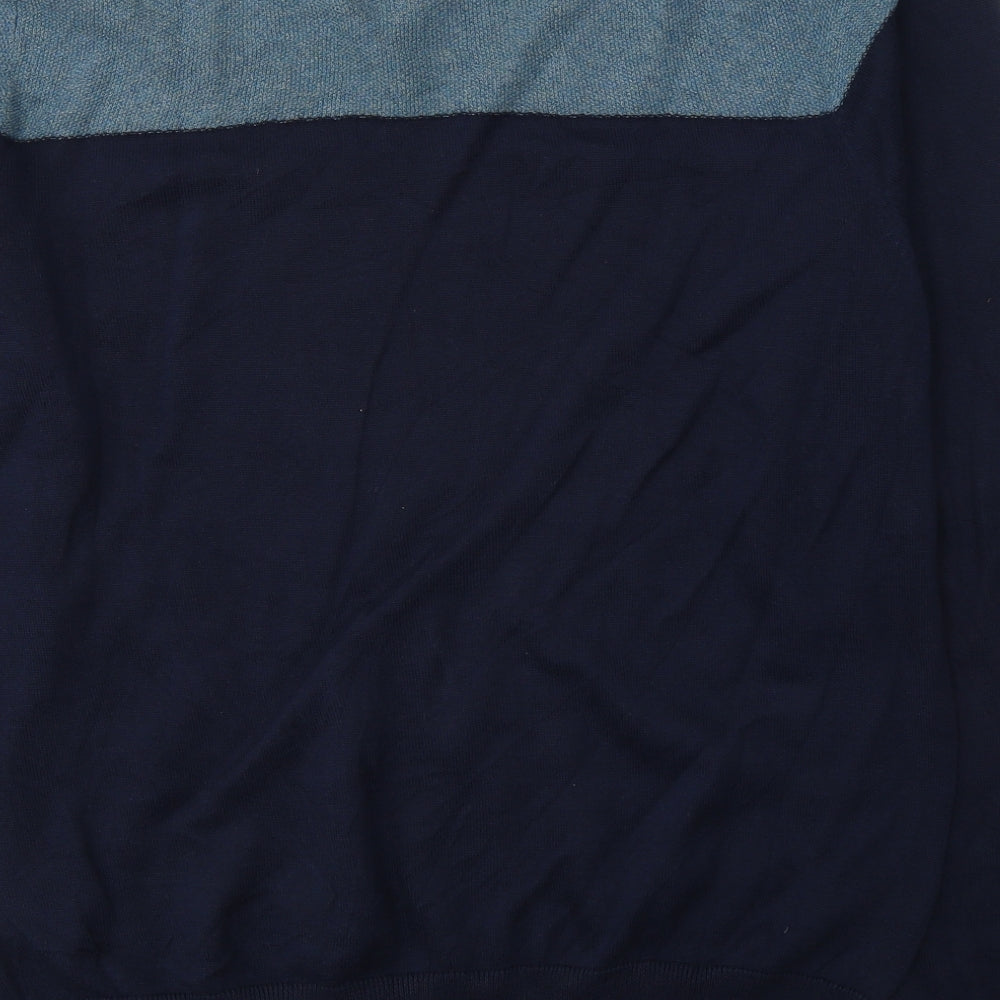 Marks and Spencer Mens Blue Round Neck  Cotton Pullover Jumper Size L