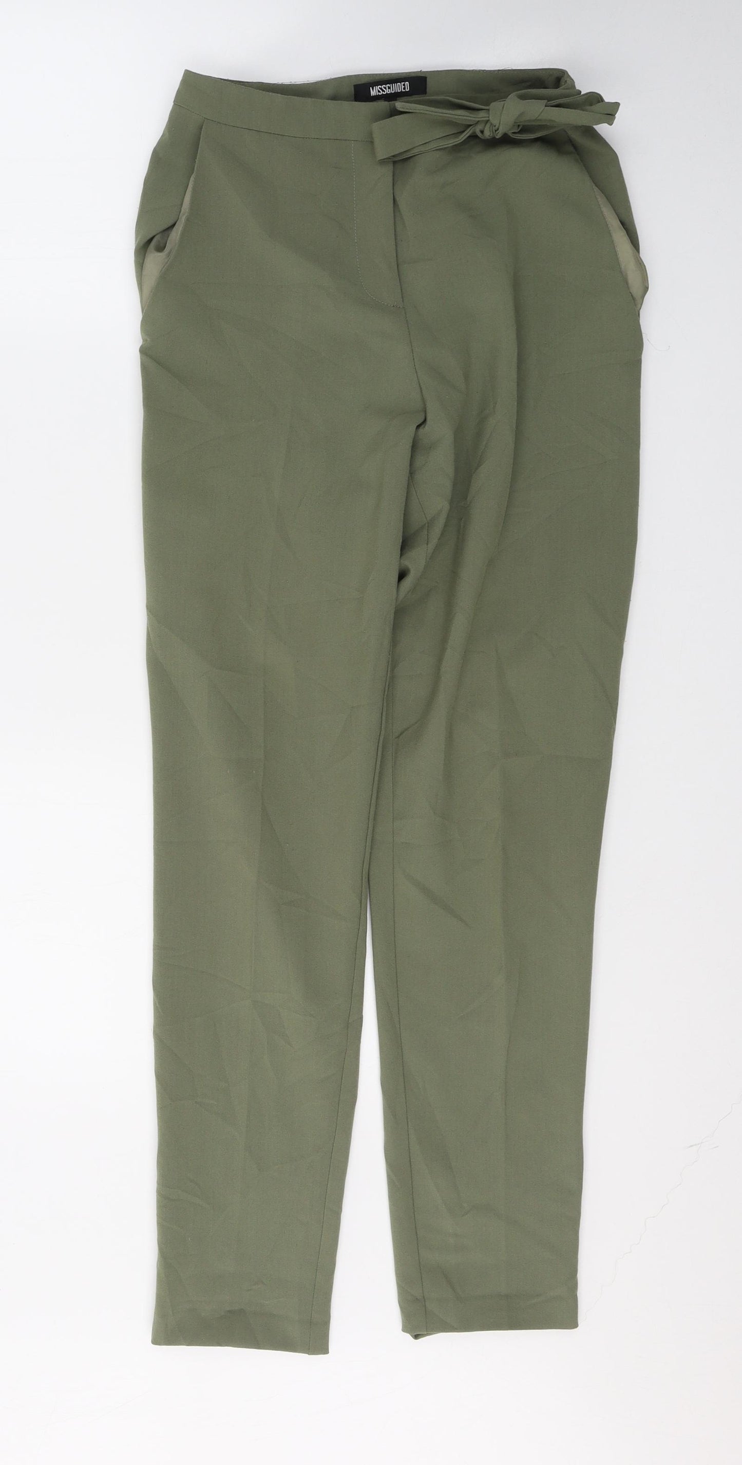 Missguided Womens Green  Polyester Trousers  Size 4 L28 in Regular Button