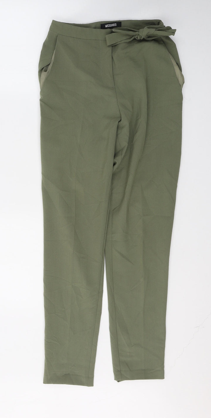 Missguided Womens Green  Polyester Trousers  Size 4 L28 in Regular Button